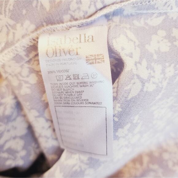 ISABELLA OLIVER LILAC FLORAL PEPLUM BLOUSE SIZE 1 (MED) - Picture 5 of 8